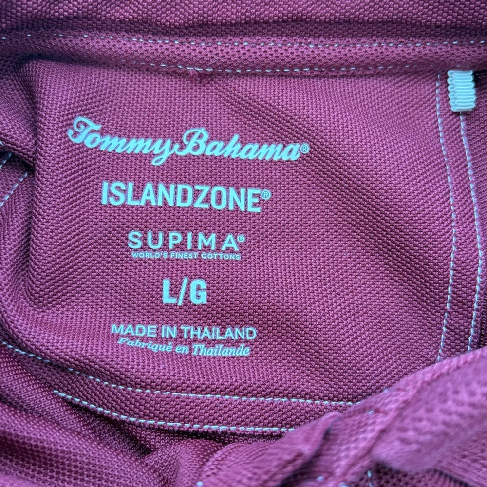 Tommy Bahama Polo Shirt Mens LG Burgundy IslandZone Supima Cotton Golf Travel - Picture 5 of 9